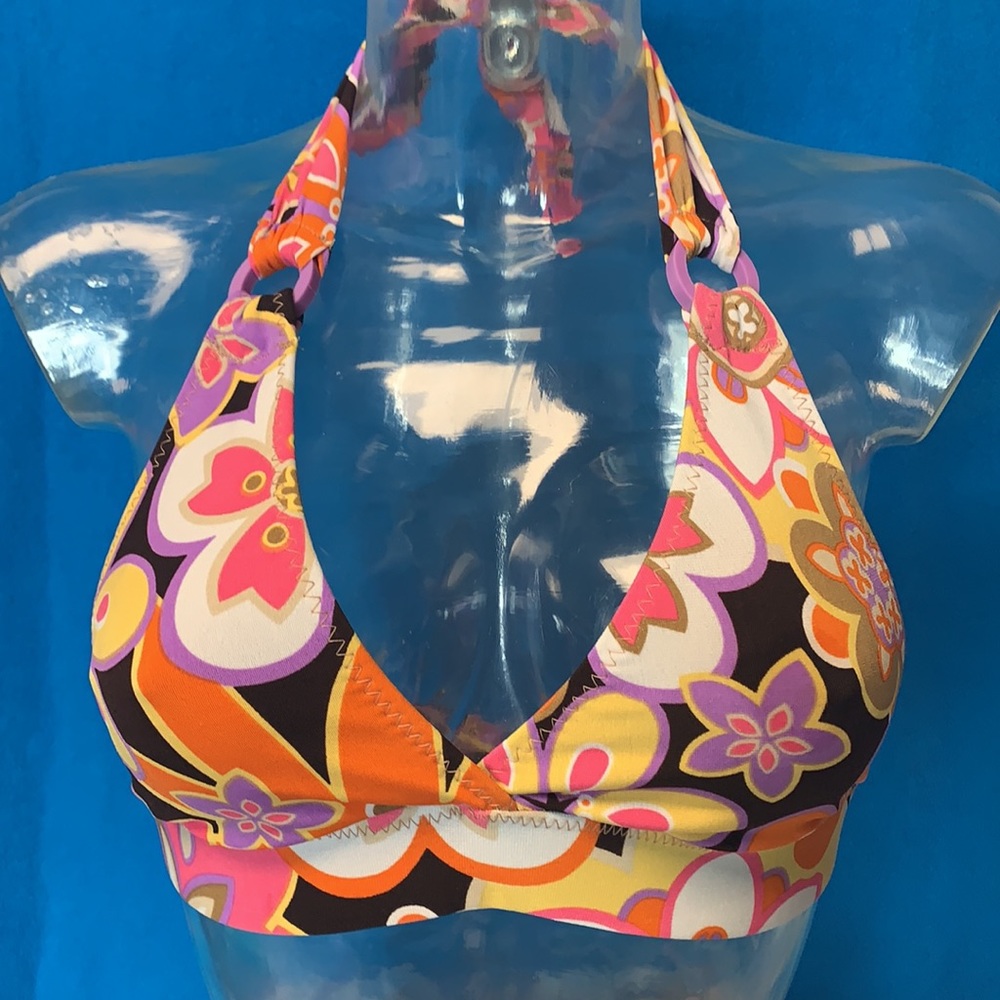 Flower Power Retro Halter Side-Tied Scrunch Bikini - Picture 5 of 11